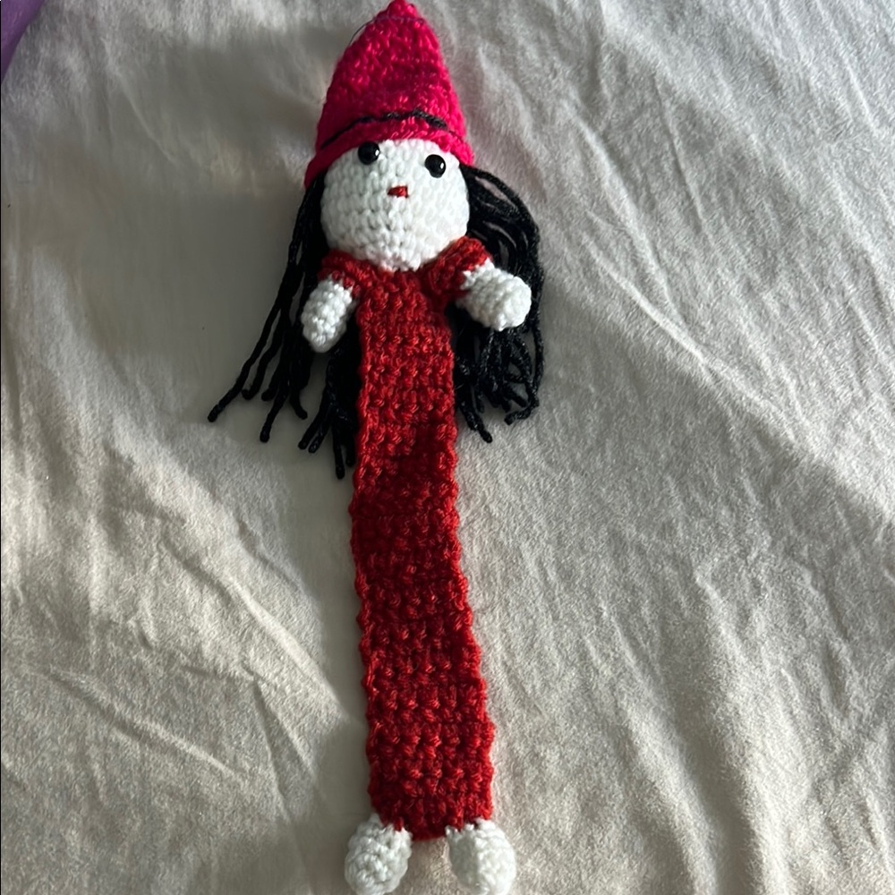 Handmade Red and Pink Crochet Doll
